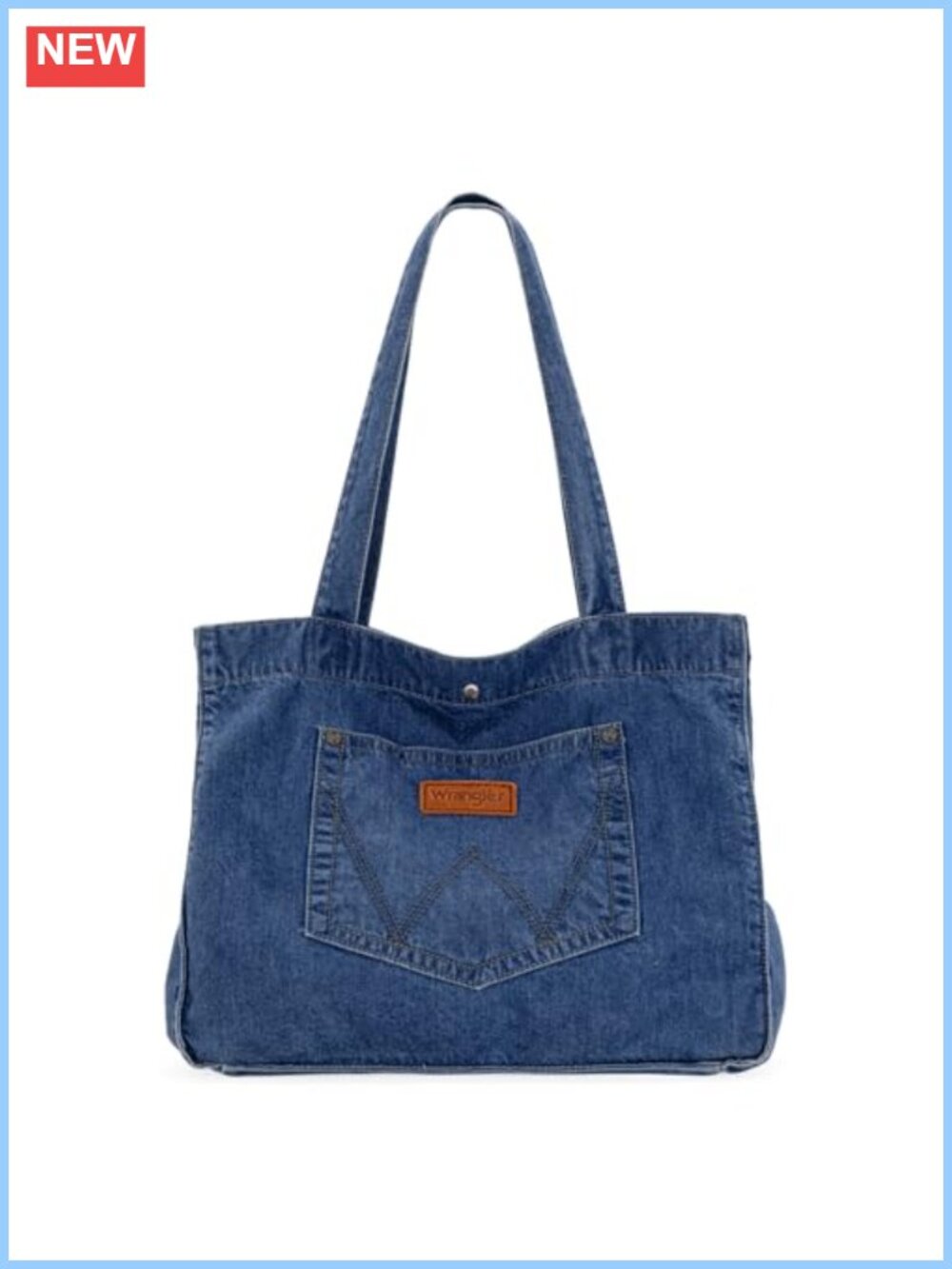 Wrangler Denim Tote Bag W Stitch Casual Travel Everyday Purse